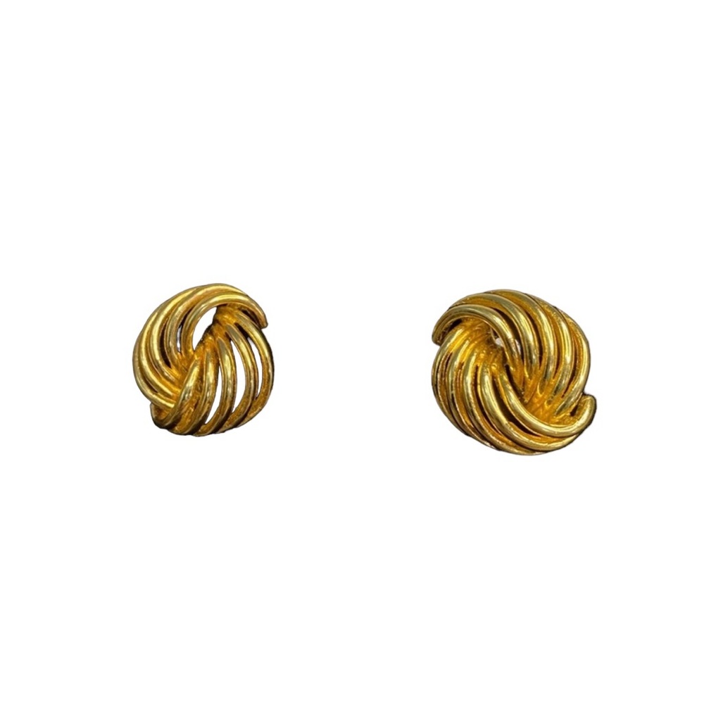 Vintage Gold Tone Knot Swirl Earrings